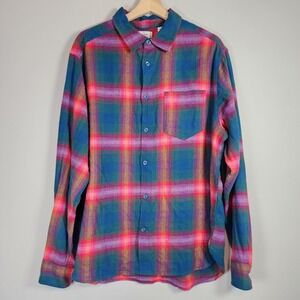 BDG Plaid Flannel Shirt Mens Large‎ Cotton Long Sleeve Grunge Rugged Outdoors